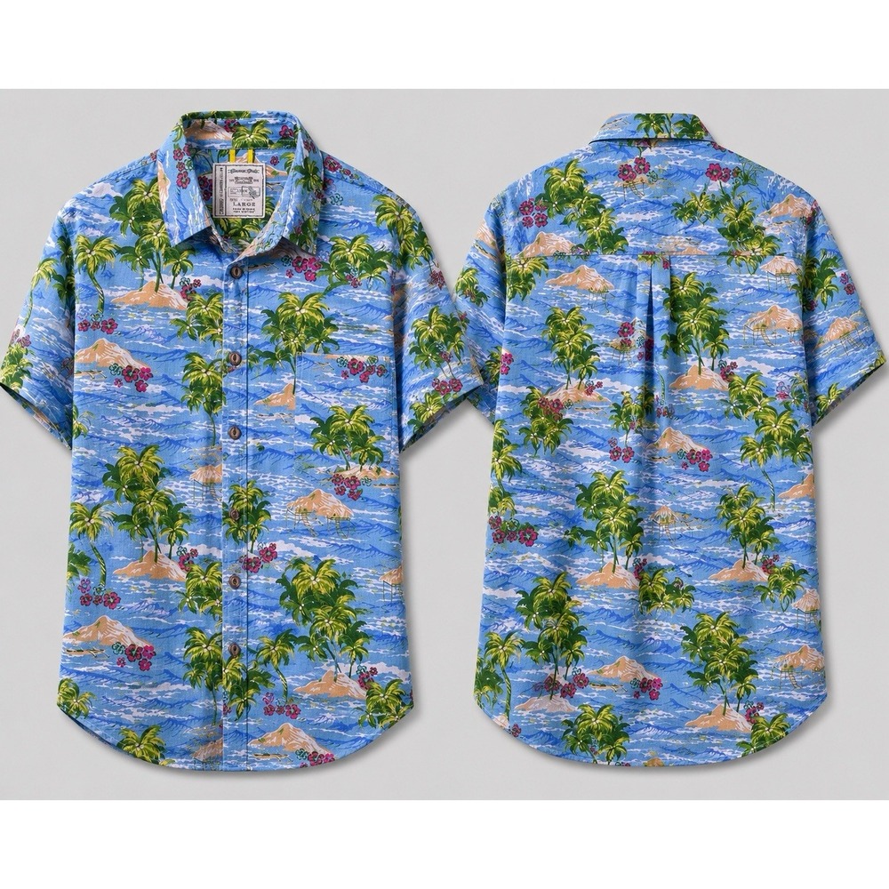 Mens Collection CoLOURS MENS LARGE  Beach Shirt Blue Hawaiian Theme